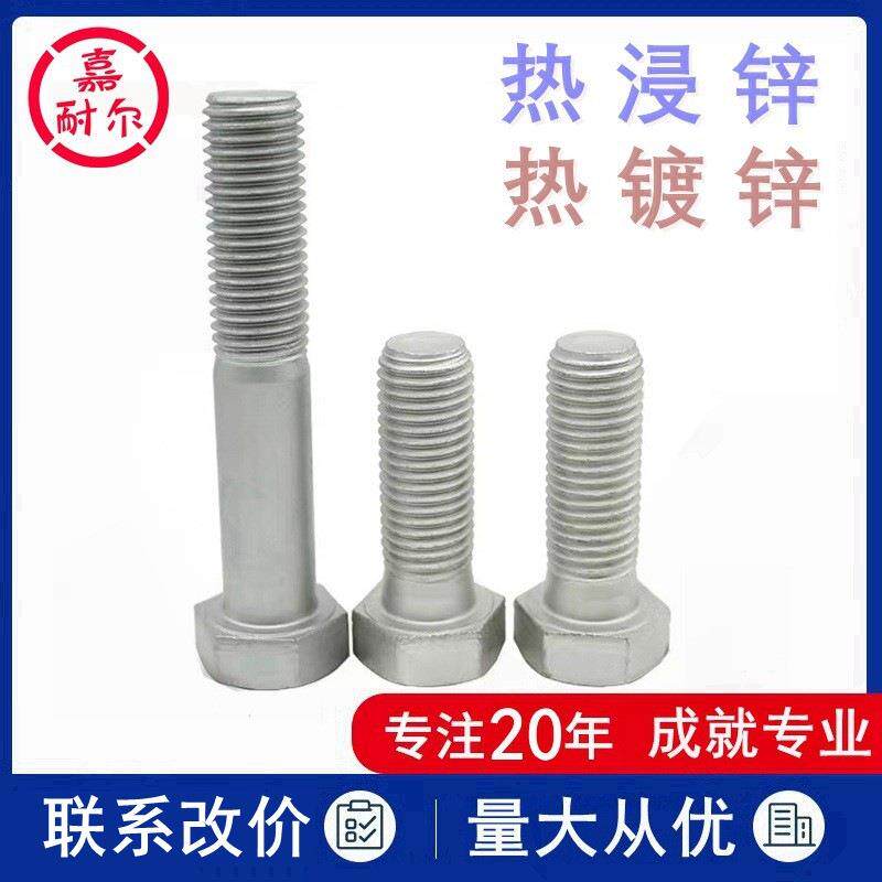 天宝8.8级热浸锌外六角头螺丝杆M10m16m18x60*120全牙热镀锌螺栓