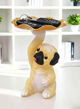 可爱狗入户玄关鞋柜钥匙收纳摆件客厅桌面茶几托盘装饰品乔迁礼品