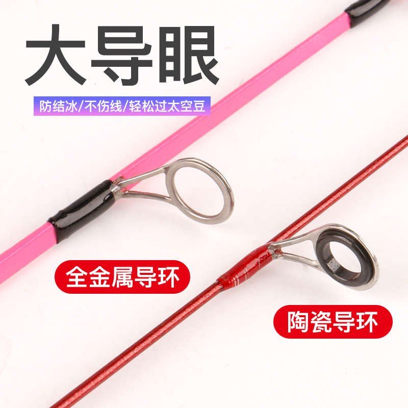 冰钓竿筏竿扁稍冬钓竿稍公鱼大导眼导环防结冰软硬中性调实心杆稍