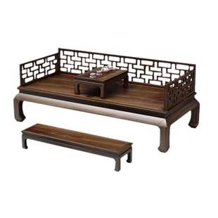 榆木罗汉床实木中式沙发床酒店茶楼民宿仿古雕花古典简约禅意床榻