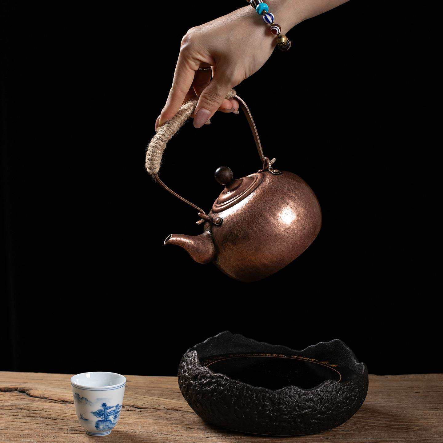 若容艺手工铜壶烧水铜仿古提壶壶煮茶壶纯铜铜紫铜茶水壶仿古提把