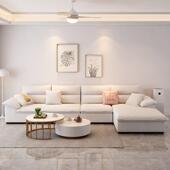 贵妃沙发布可艺简约大小户现型客985厅调代节转角棉麻乳胶沙发组