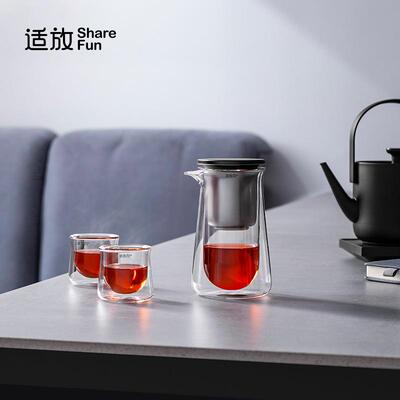 适滤飘逸杯放玻OXC璃泡茶壶磁吸茶水分离一热键过壶家用耐杯茶具