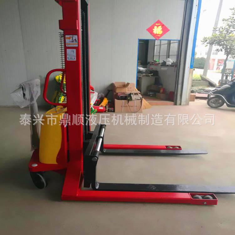 直供1吨2吨半电动液压升高车半电动堆高车自动升降叉车插腿加宽