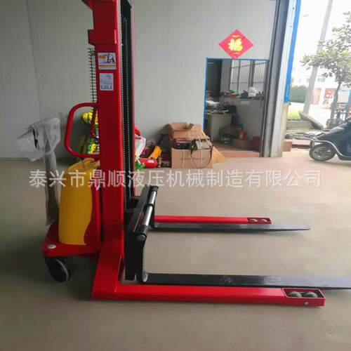 定制堆高车1T宽腿半自动堆高车手推电升堆高车窄腿半电动叉车
