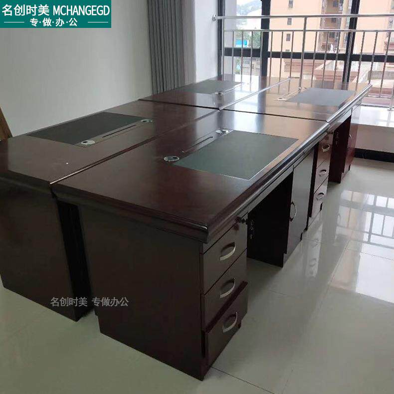 厂家直销公家职员电脑办公桌油漆木皮工作台文员桌家具