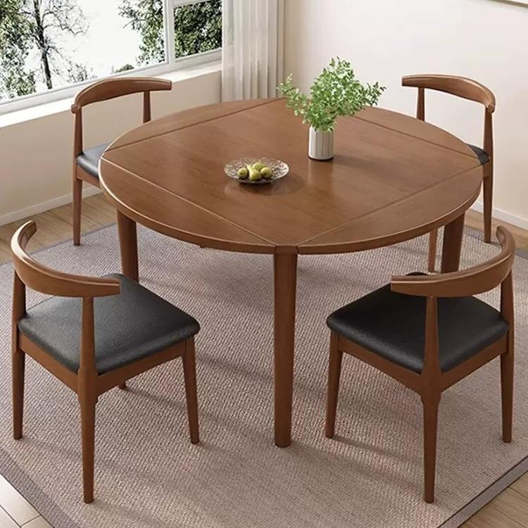 现代简约北欧实木餐桌椅组合小户型4-8人家用方圆两用实木吃饭桌