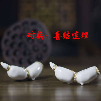 陶瓷可爱家用文房笔架山莲藕搁架摆筷创意景德镇手工笔托筷日式