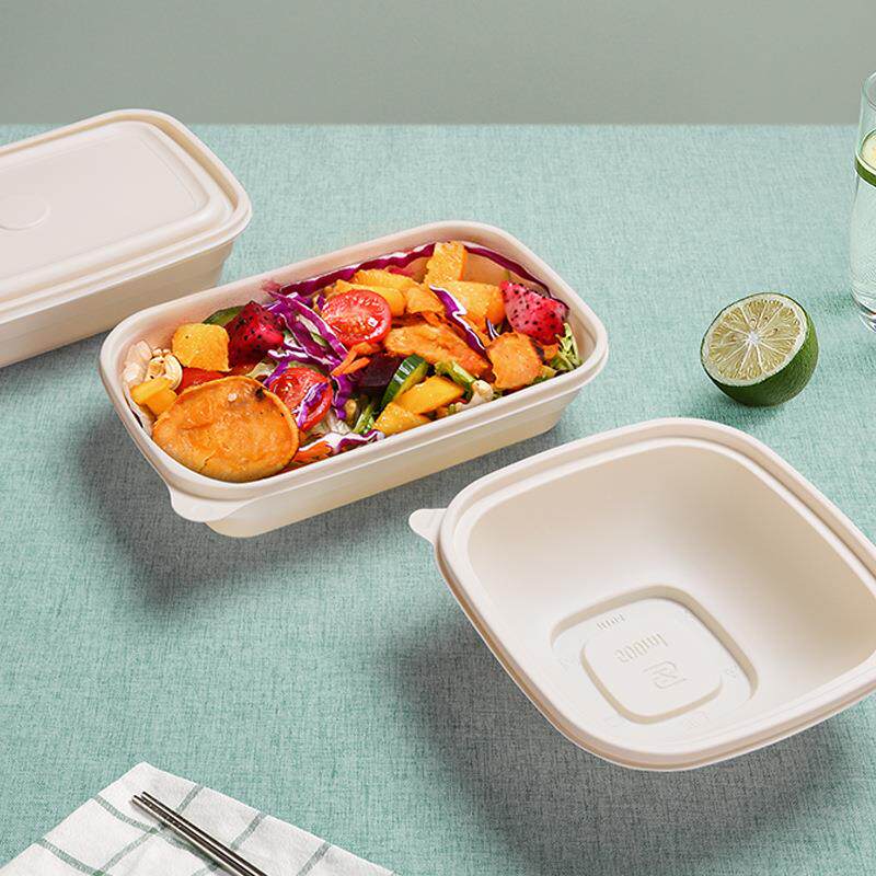 喇叭ATA花一次性饭淀盒粉塑料外餐盒圆形包汤碗卖便当盒打盒带盖