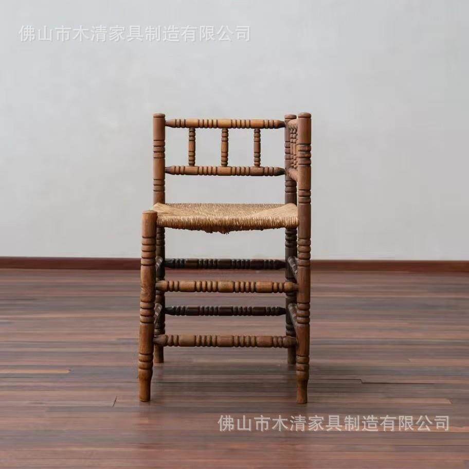 Bobbin转角椅法式复古中古风白蜡木实木单人椅