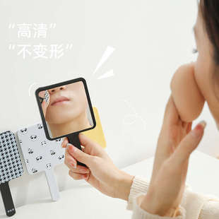 ins风可爱手持化妆镜迷你随身学生便携方形手柄小镜子补妆 郭小妞
