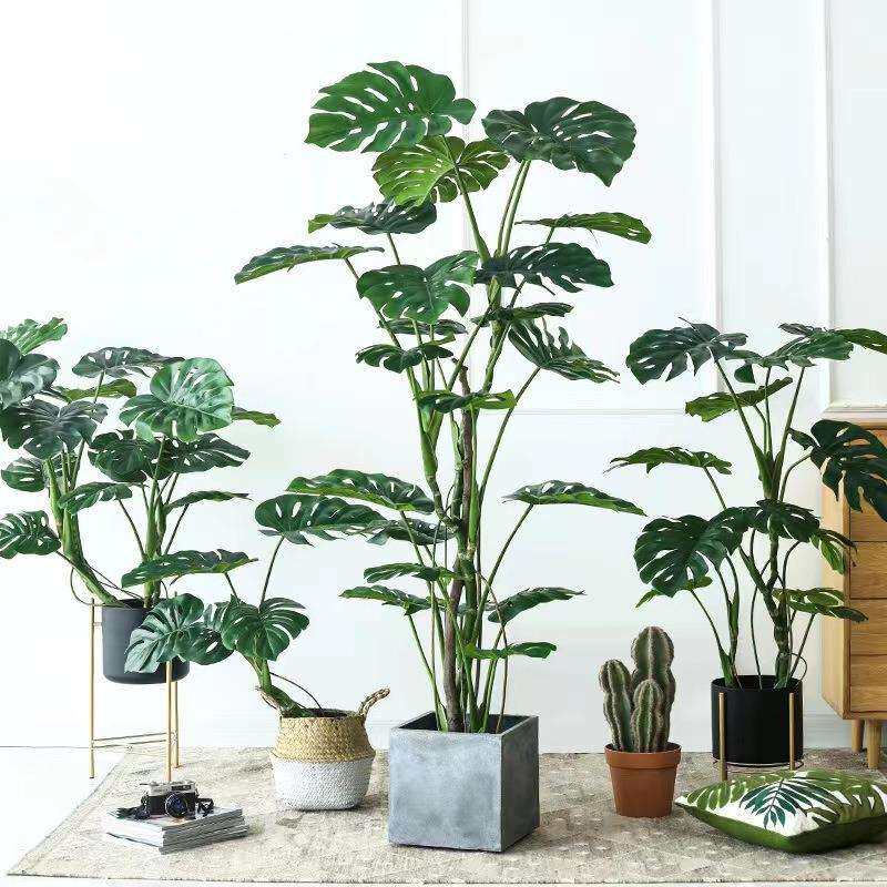 现货仿真植物龟背竹盆栽 仿真树室内外橱窗造景装饰摆件家居