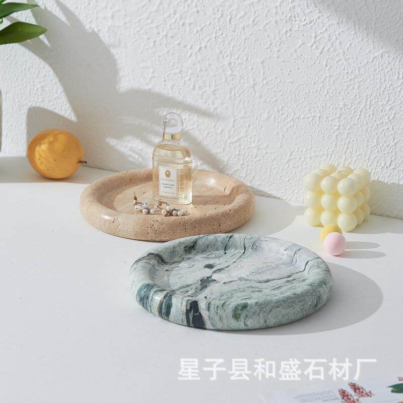 厂家创意大理石餐盘高档大理石果盘收纳客厅售楼部酒店托盘装饰盘
