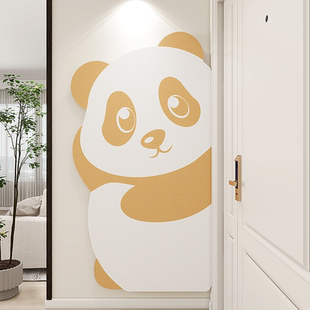 饰创意高级感客厅软木 熊猫照片墙背景板毛毡墙贴相片展示墙墙面装