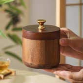 实木烟灰缸中式 家用大气烟新上档次潮流木质带创意办公室盖个性