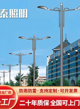 厂家直供LED灯等高臂双挑市电路灯杆6~15米热镀锌路灯市政工程款