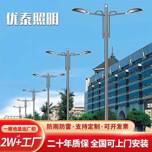 厂家直供LED灯等高臂双挑市电路灯杆6~15米热镀锌路灯市政工程款