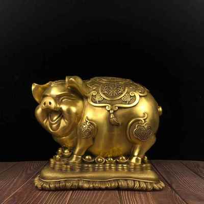 杨铜记 铜猪 发财猪存钱罐 生肖猪创意摆件 家具客厅工艺品