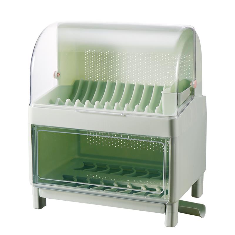 碗柜家用厨房多功能透气放碗筷收纳箱带盖双层餐具菜盘沥水置物架