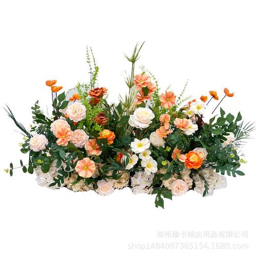 婚庆绿色系仿花排真婚礼布置饰绿052系列白装路引花森系场景求婚