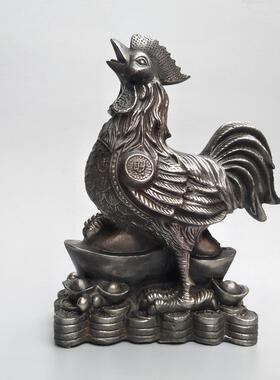 铁器公鸡摆件铸铁元宝财字生肖家居门庭客厅玄关铁公鸡工艺礼品摆