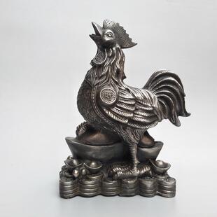 铁器公鸡摆件铸铁元宝财字生肖家居门庭客厅玄关铁公鸡工艺礼品摆