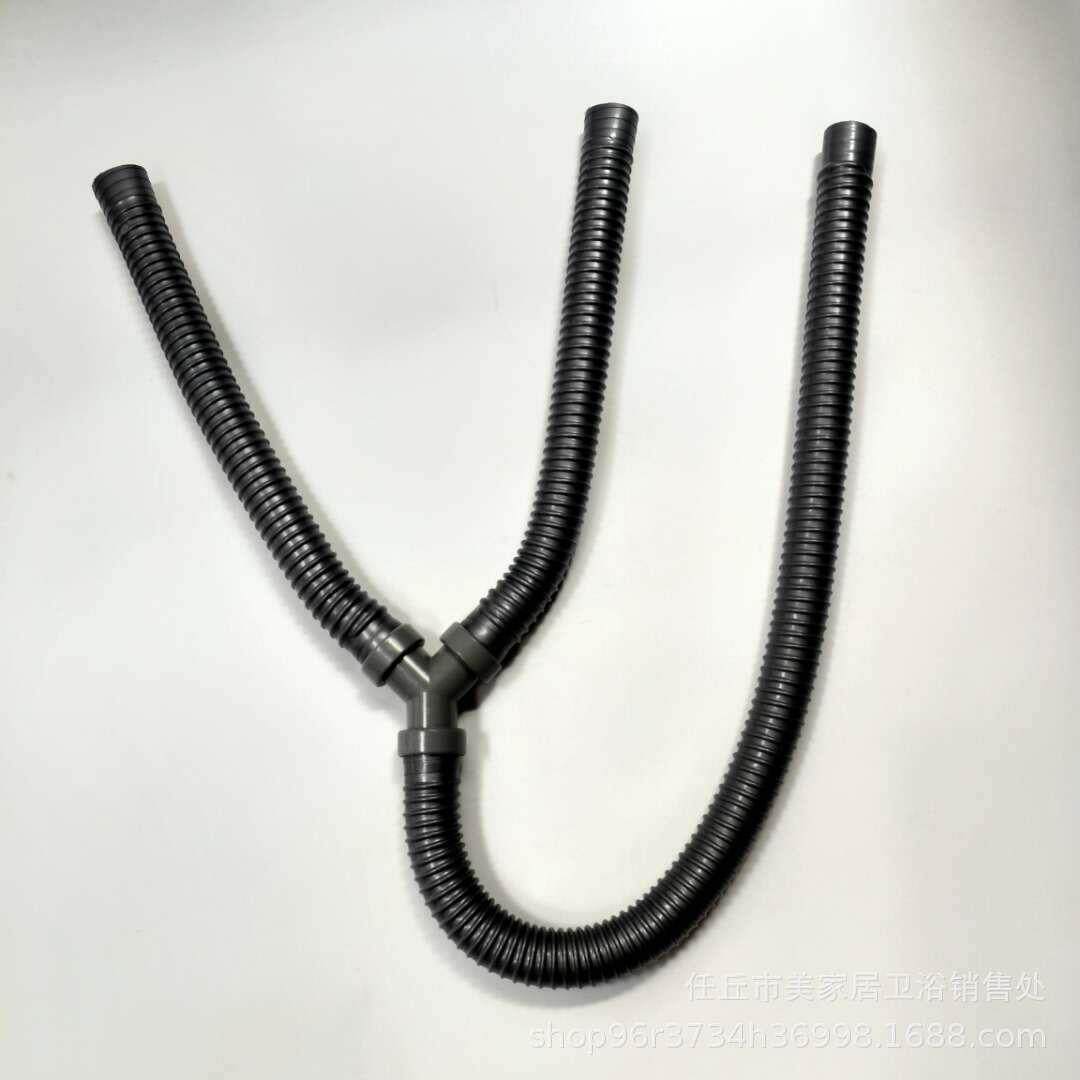 厂家销售双菜盆三通下水下水管加长Y型排水管 双槽接头下水器带扣