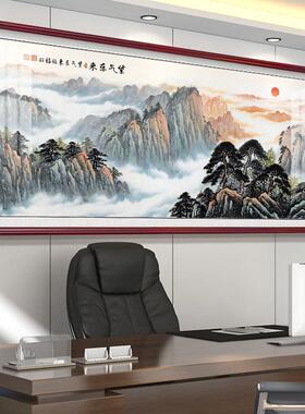 网红聚宝盆客厅壁沙发室背景饰墙挂画山水画画鸿运当头靠山办公装