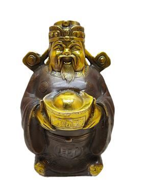 做旧铜神像财神摆设古玩黄铜仿紫铜鎏金财神摆件工艺品
