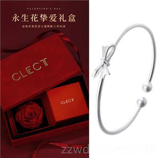 新款银clet珂里蝴手蝶结银镯女纯银年轻款镯子999足银c实心生日礼