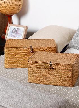 Rattan woven storage basket bamboo woven grass woven storage