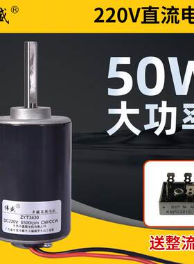 电机220v小型大力矩直流高速电机50W调速正反转马达大功率马达
