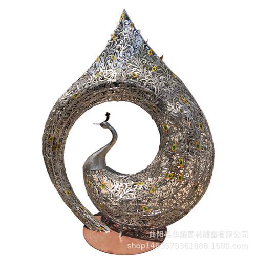 不锈钢水滴浪花雕塑大型校园广场户外景观鹿圆环月亮抽象魔方圆环