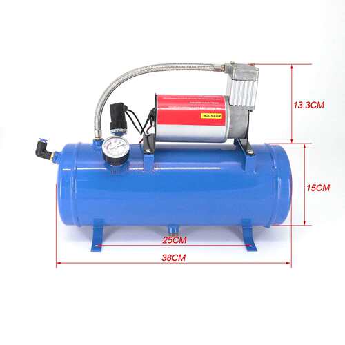 12V汽车货车改装气泵喇叭 6L 150Psi电动压缩四管气喇叭
