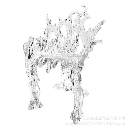 轻奢现代透明树脂座椅落地摆件客厅椅子酒店创意座椅艺术装饰靠椅