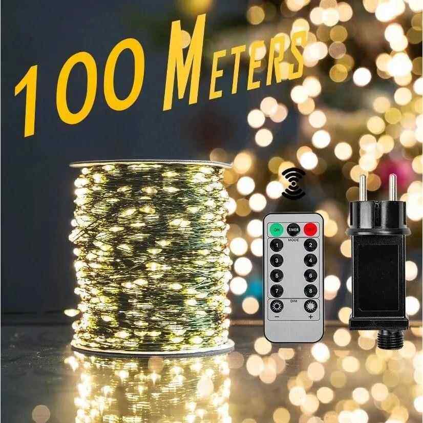 1PCS 500/1000LED Fairy String Lights Christmas Garland Outdo