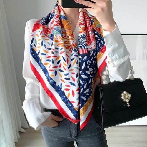 cm * cm Design Scarf Lady Shawl Printed Silk Felt Headscarf