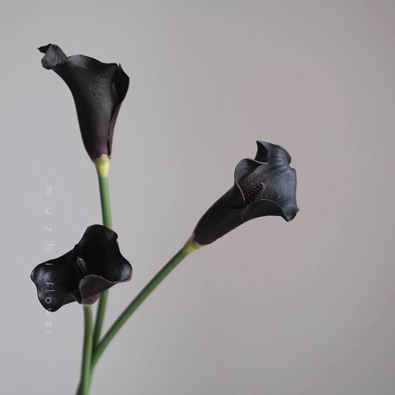 保湿手感彷真花暗夜紫海芋马蹄莲轻奢高端客厅装饰摆件桌面花艺