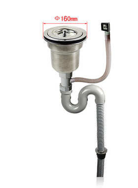 溢式提篮单水器带钢天洗菜排水管下力厨房 盆槽z6001c051水不锈钢