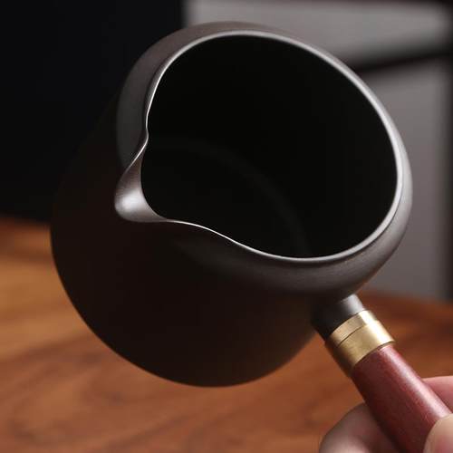 公道杯高档单个紫砂功夫茶具配件侧把防烫茶海陶瓷大号容量分茶器