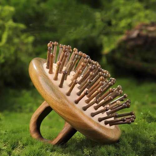 指环气垫梳女士气襄梳绿檀木梳防脱发便携式头皮按摩梳头部经络梳