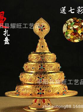 法器 彩绘合金供修曼扎盘 曼达盘 供曼茶罗 大号