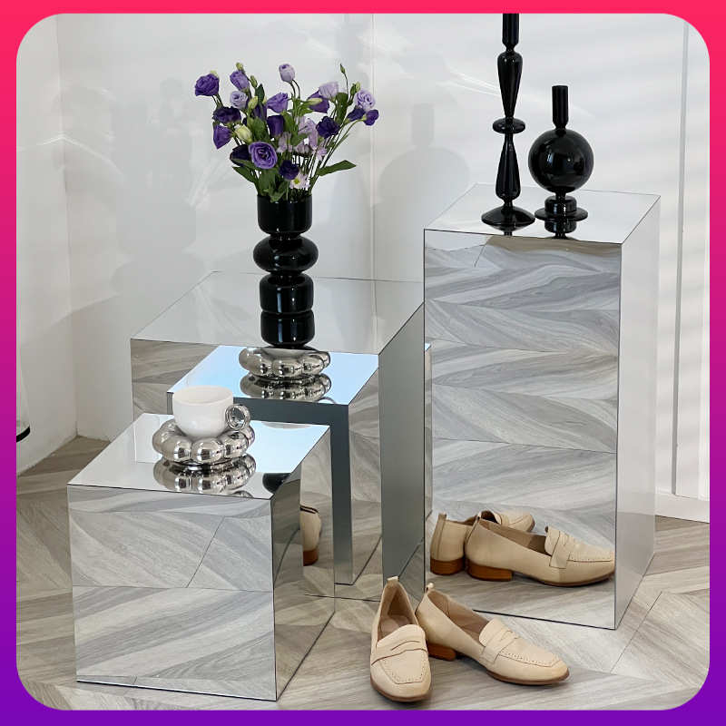 工厂现货镜面亚克力方形展示台中岛台橱窗底座摆件装饰架摄影道具