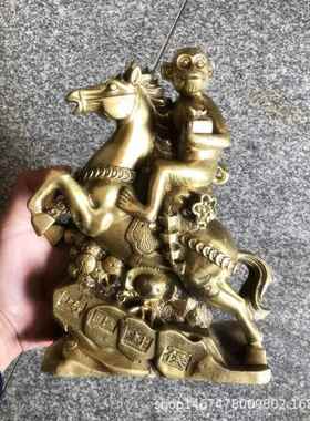纯铜马上封侯马上猴摆件黄铜生肖马猴家居收藏装饰工艺品摆件