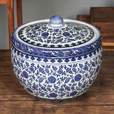 青花陶瓷物罐米酒猪HF782472盐面粉密封防潮谷杂粮五油罐子带盖储