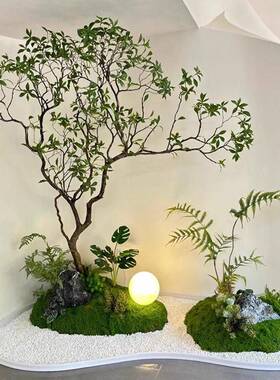 仿真绿色植物造景室内楼梯角落装饰阳台玄关橱窗生假树景观植物造