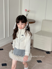 NONO CHILD 春季2024女童休闲花边外套/下摆花边拼接半身裙