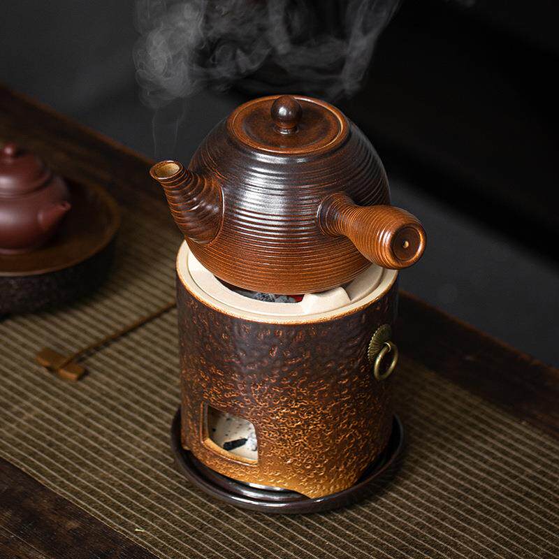 复古陶壶煮茶器家用户外提梁壶明火耐热烧水壶碳炉酒精炉茶壶底座