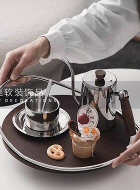 极简轻奢风家居客厅不锈钢水果盘餐具托盘摆件样板间桌面装饰品