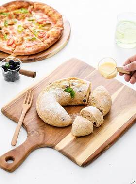 Wooden Charcuterie Board Pizza Platter Fruit Cheese Bread